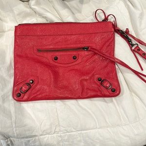 Balenciaga leather clutch Red